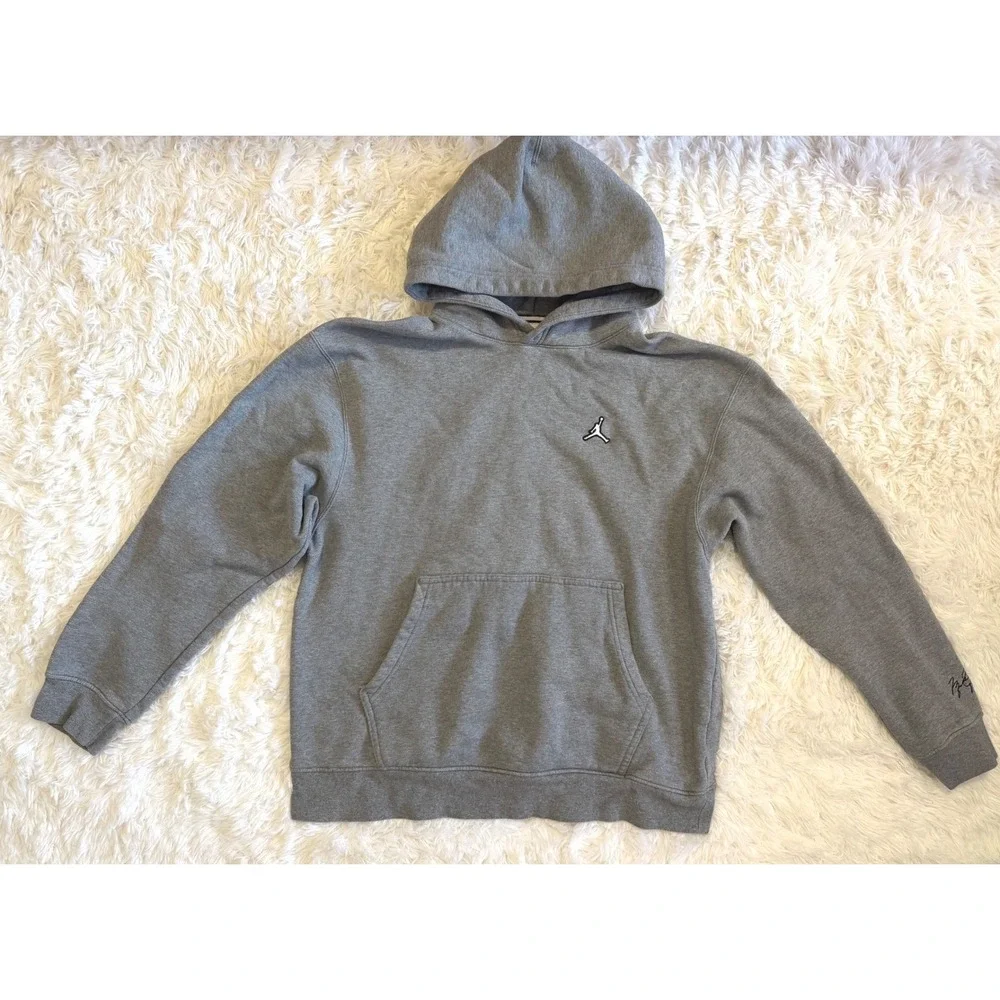 Jordan Hoodie L Gray Jumpman Logo Embroidered Signature Streetwear